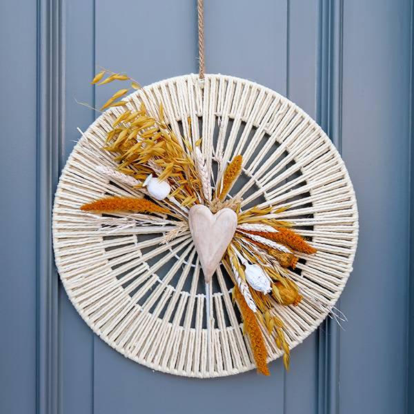 Trockenblumenkranz Boho Herz gelb | handgefertigt | Mooie Tijd